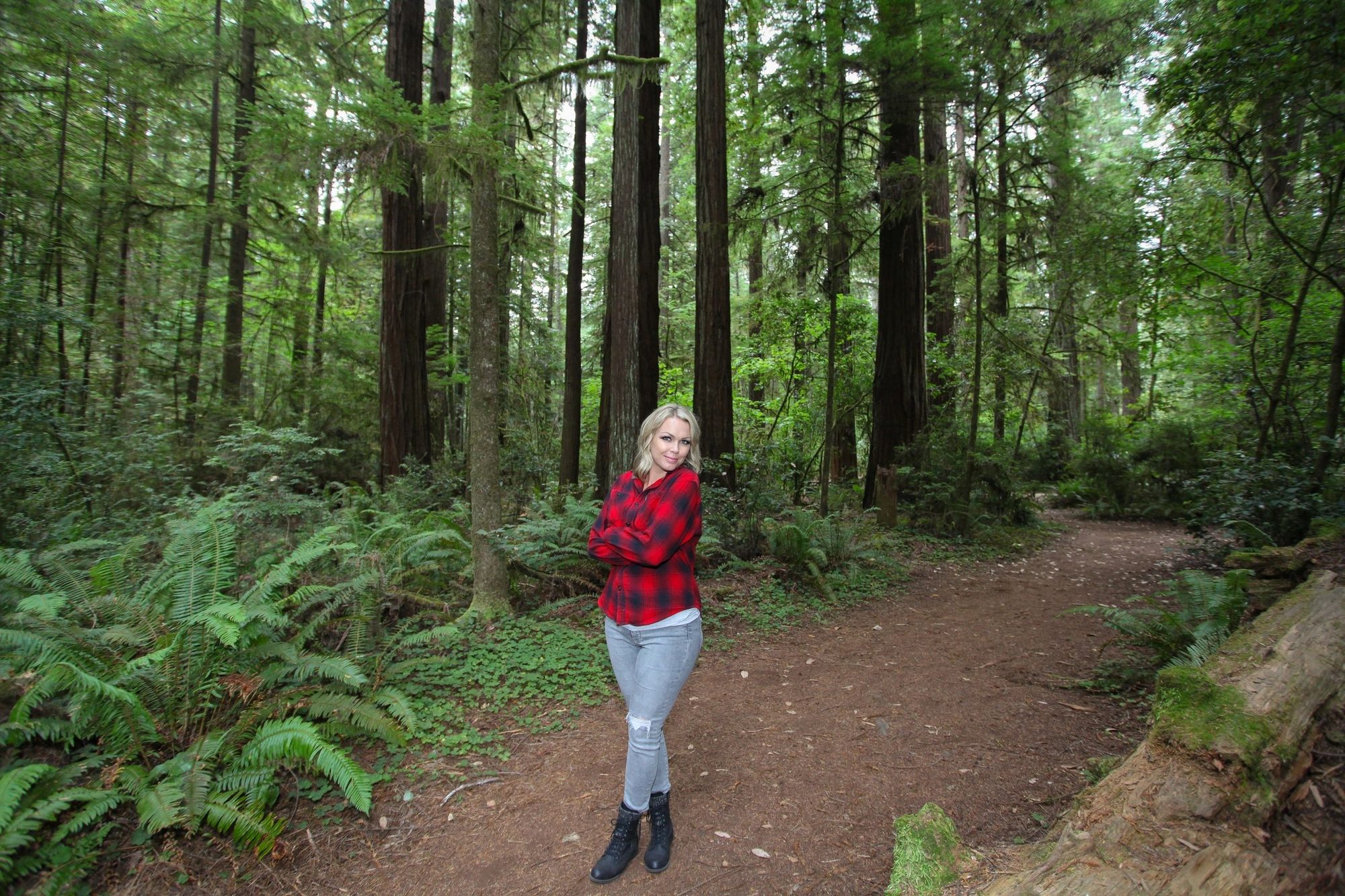 Katie Elumbaugh, owner of Western Idaho Builders, on a forest trail